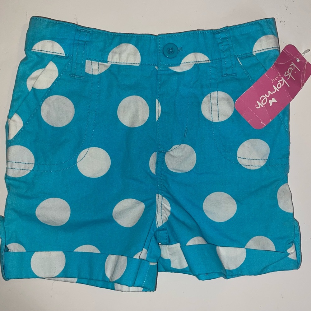 Kids Korner Baby Girls Blue Polka Dot Shorts, Size 6 Months, 18 Months
